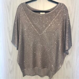 NWT Matty M taupe womens sparkly sweater size L